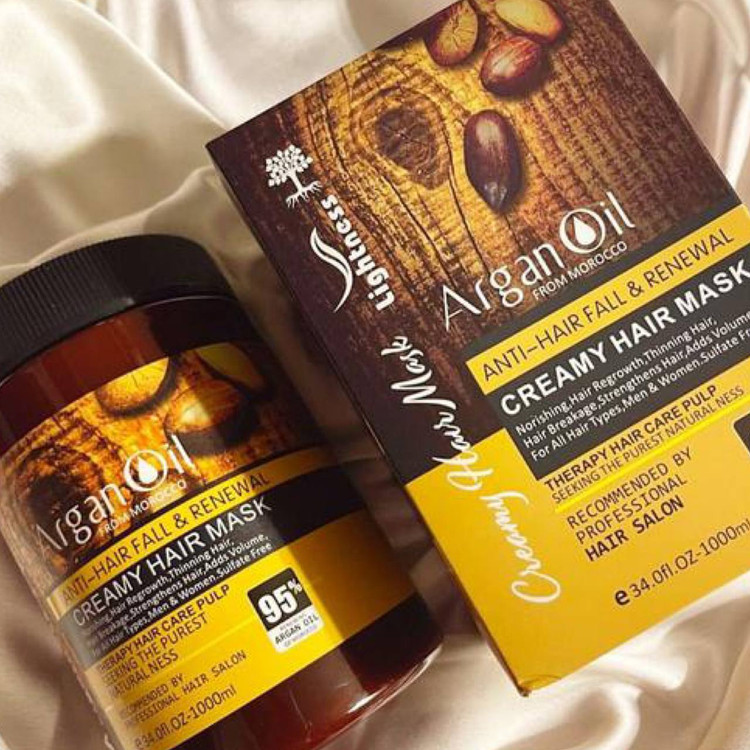 ماسک مو آرگان لایتنس Lightness Argan Oil بدون سولفات تقویت کننده و نرم کننده مو ۱۰۰۰ میل